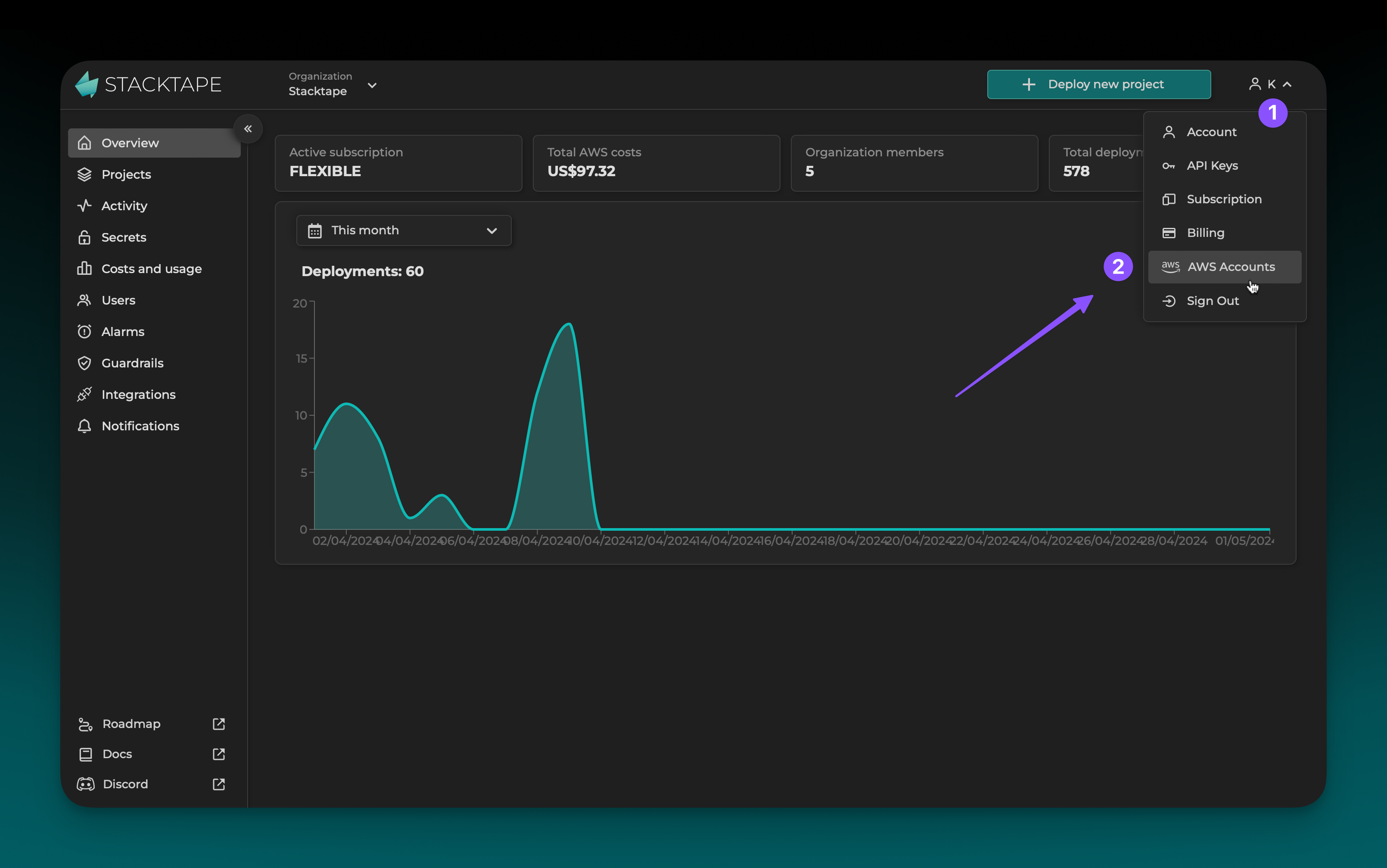 Navigate to AWS accounts page