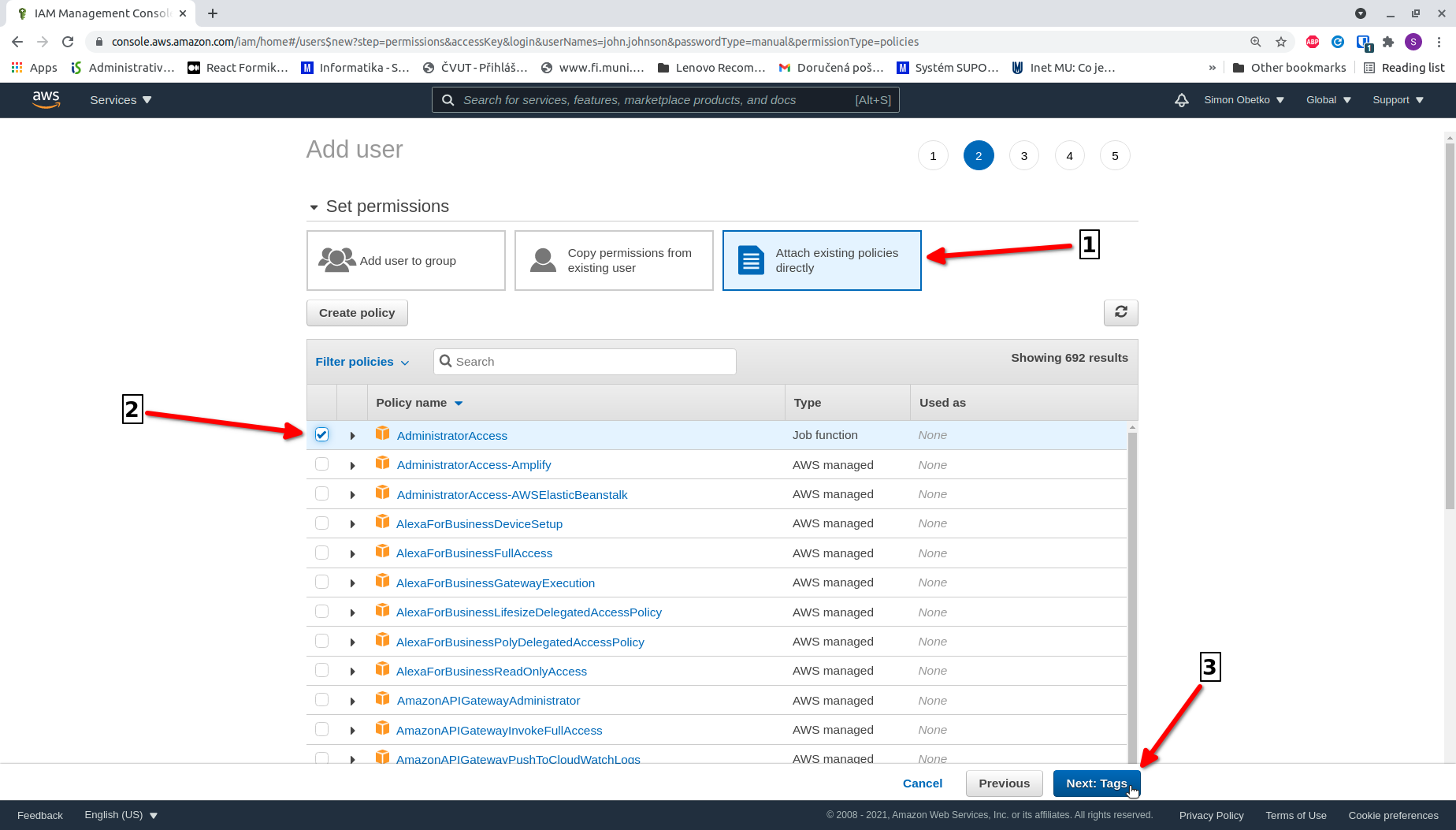 Setup IAM user - step 2