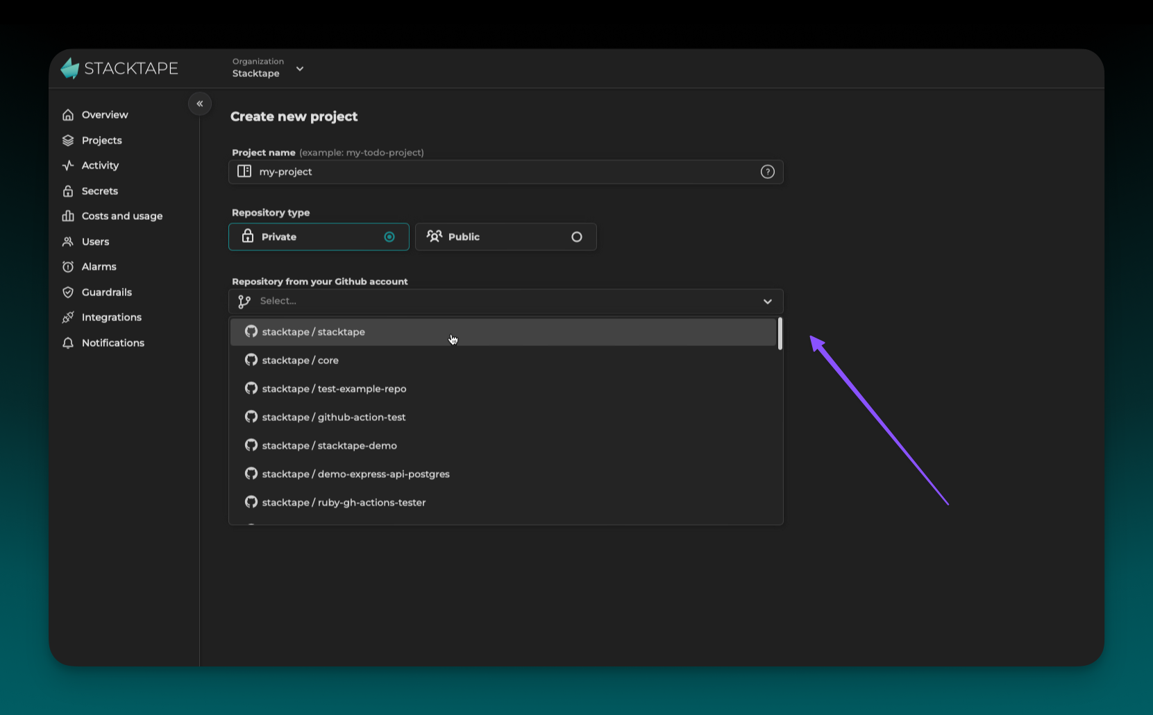 Select repository